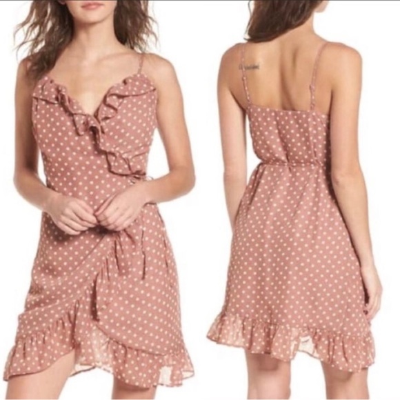 Nordstrom BP XXL Polka Dot Ruffle Wrap Dress - Picture 2 of 7